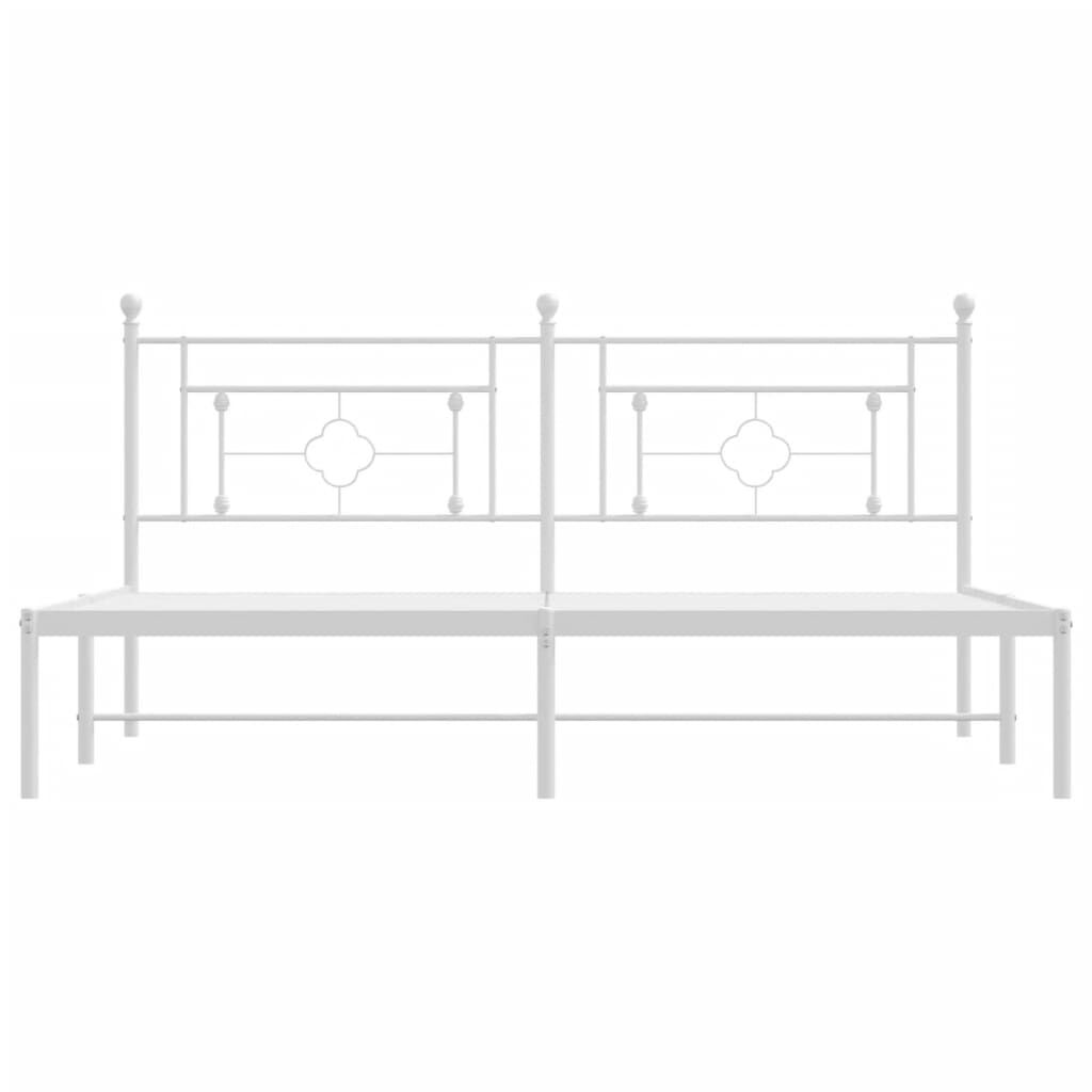 Metal Bed Frame without Mattress with Headboard White 183x203 cm King Price