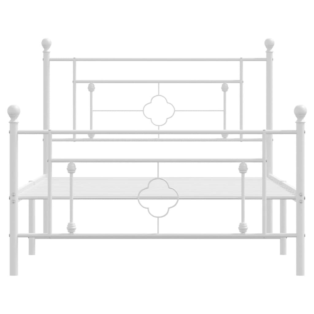 Metal Bed Frame without Mattress with Footboard White 107x203 cm King Single Price