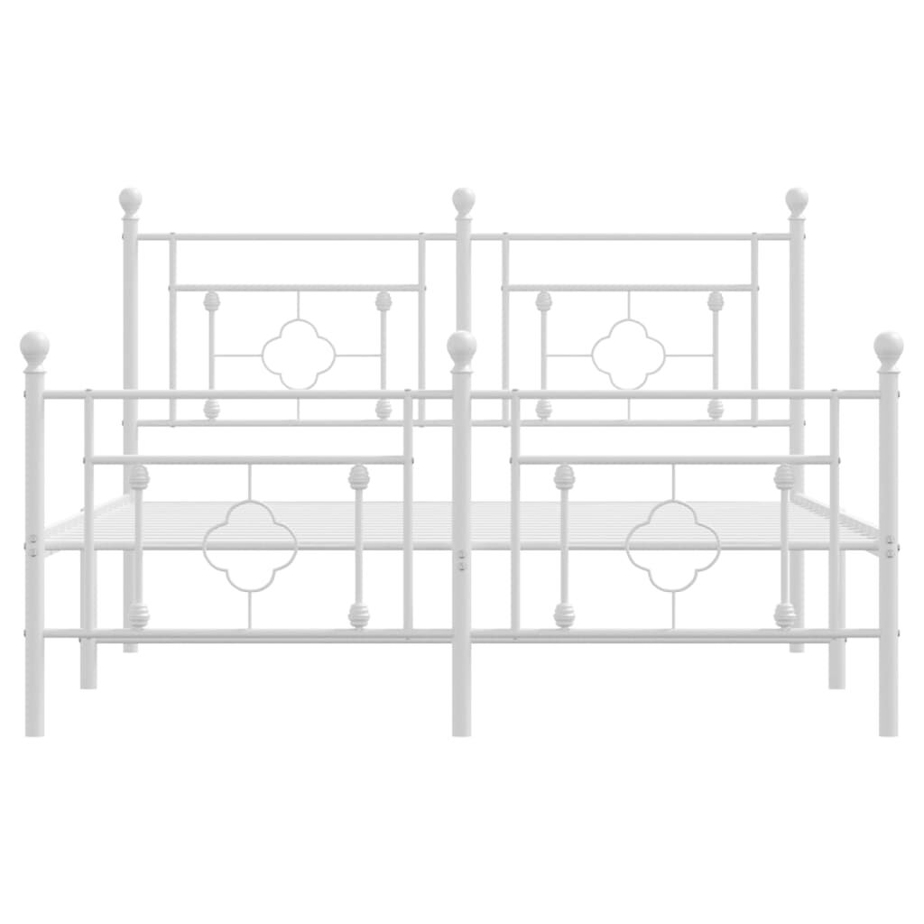 Metal Bed Frame without Mattress with Footboard White 135x190 cm Price