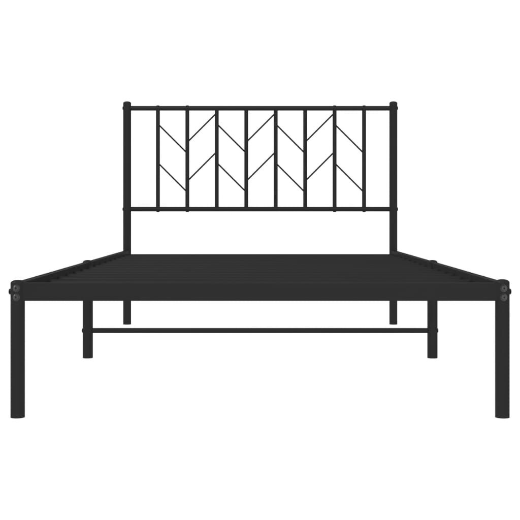 Metal Bed Frame without Mattress with Headboard Black 107x203 cm King Single Price