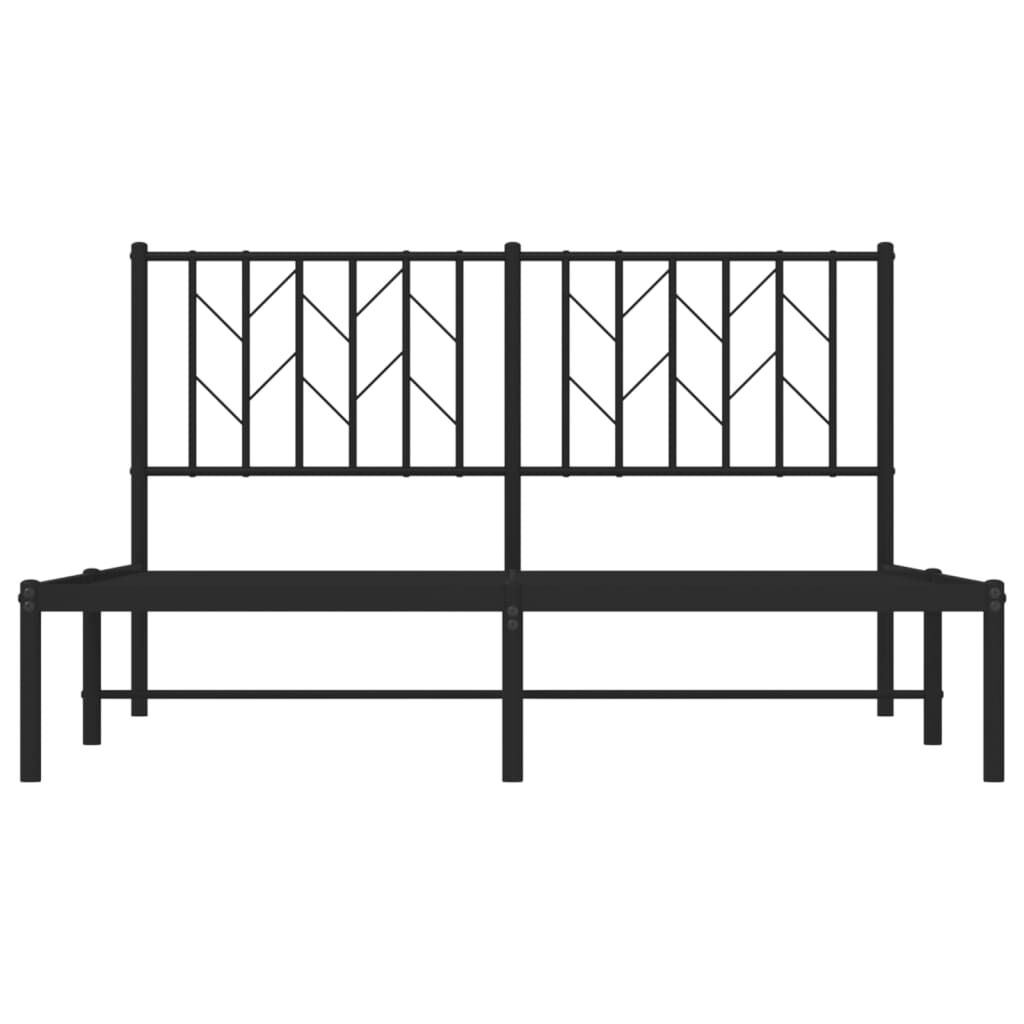Metal Bed Frame without Mattress with Headboard Black 135x190 cm Price