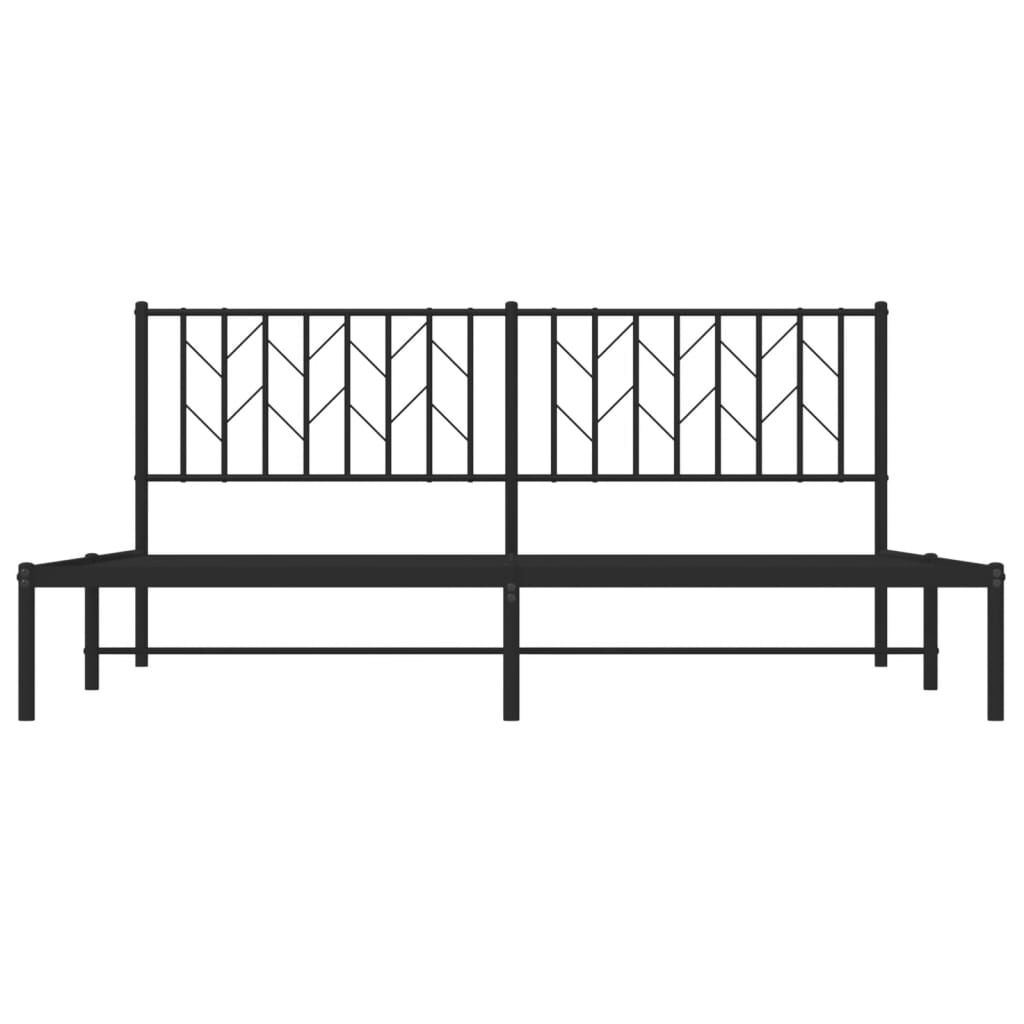 Metal Bed Frame without Mattress with Headboard Black 183x203 cm King Price