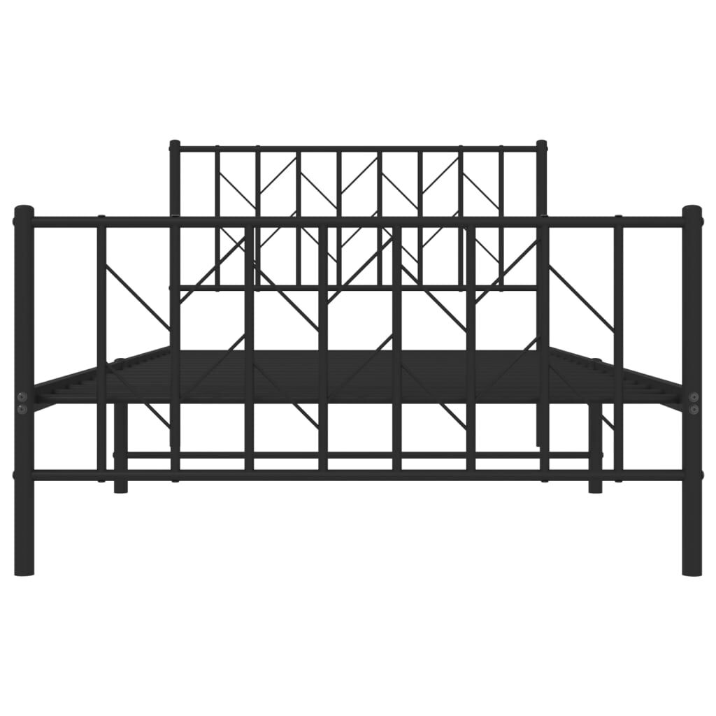 Metal Bed Frame without Mattress with Footboard Black 107x203 cm King Single Price