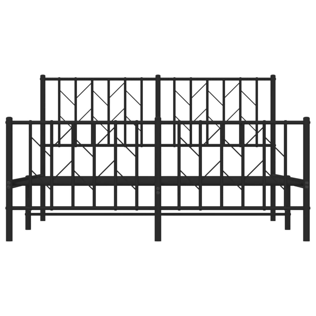 Metal Bed Frame without Mattress with Footboard Black 135x190 cm Price