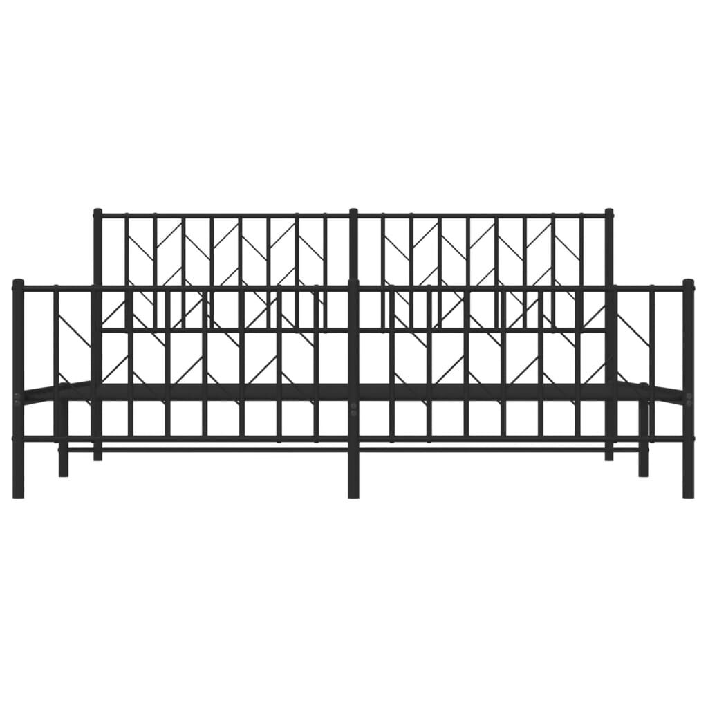 Metal Bed Frame without Mattress with Footboard Black 183x203 cm King Price