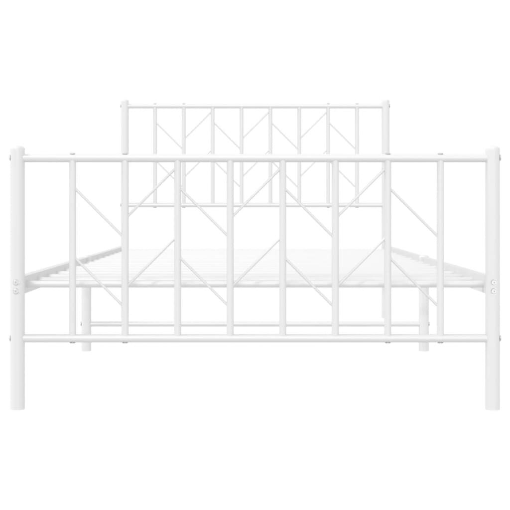 Metal Bed Frame without Mattress with Footboard White 107x203 cm King Single Price