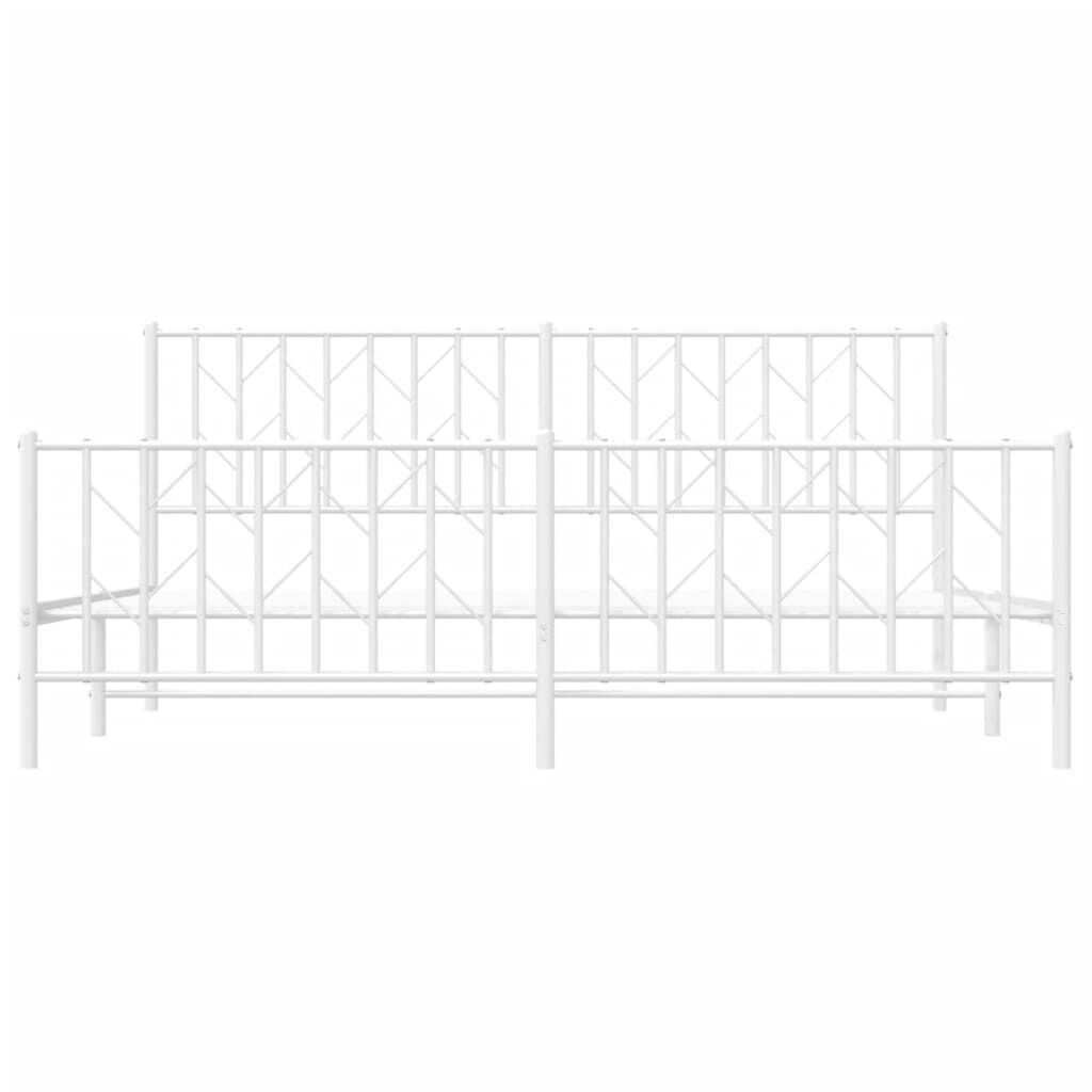 Metal Bed Frame without Mattress with Footboard White 183x203 cm King Price