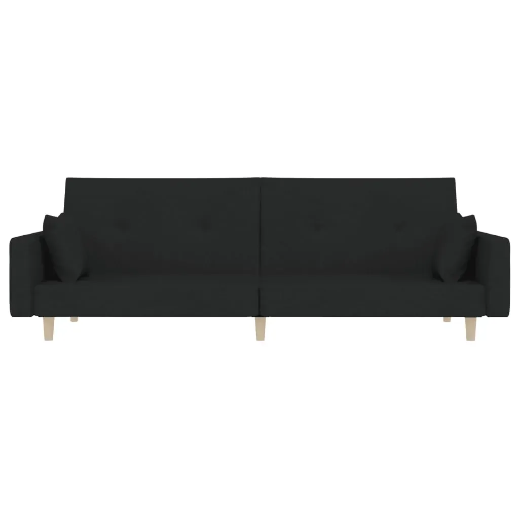 2-Seater Sofa Bed with Two Pillows Black Fabric Price