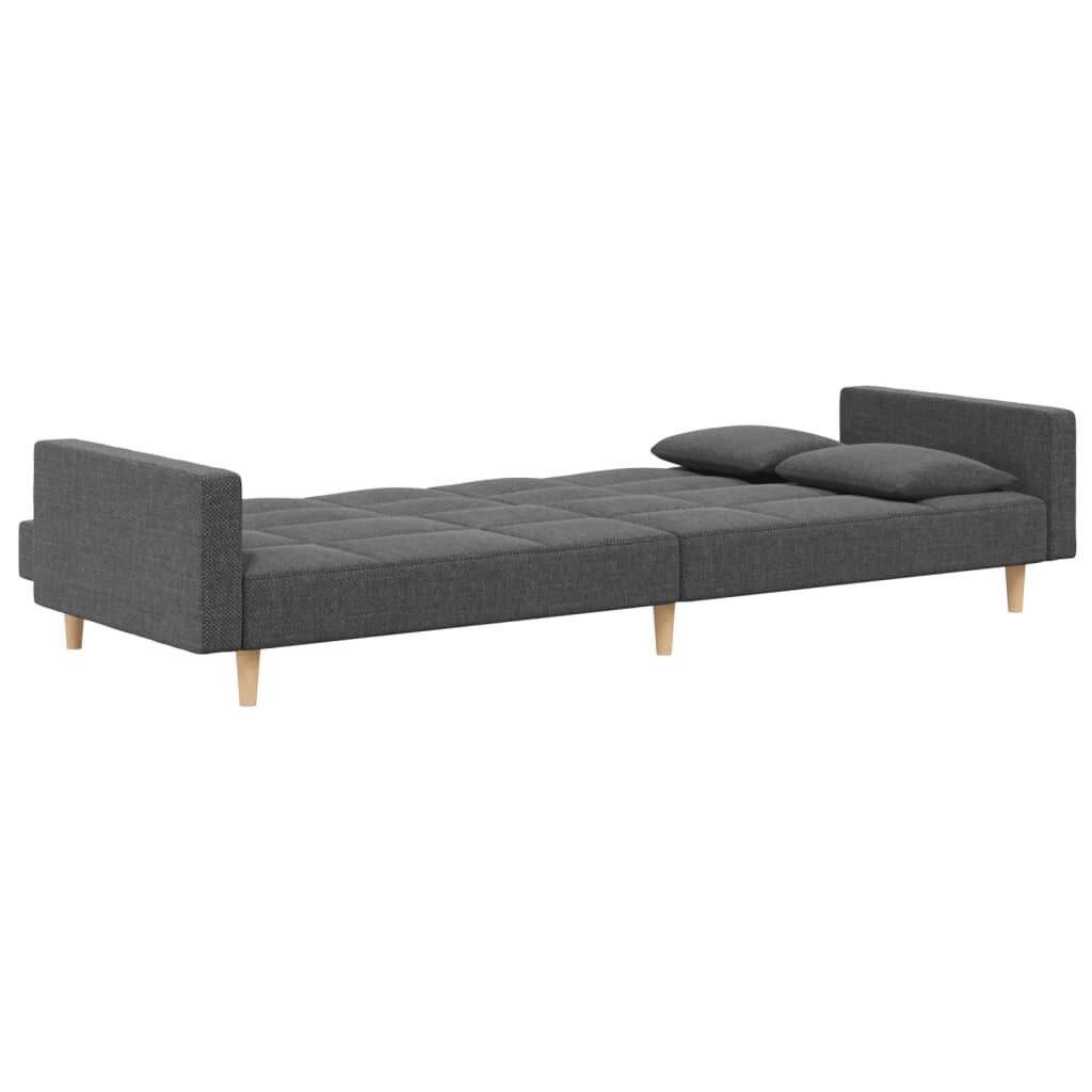 2-Seater Sofa Bed with Two Pillows Light Grey Fabric Price