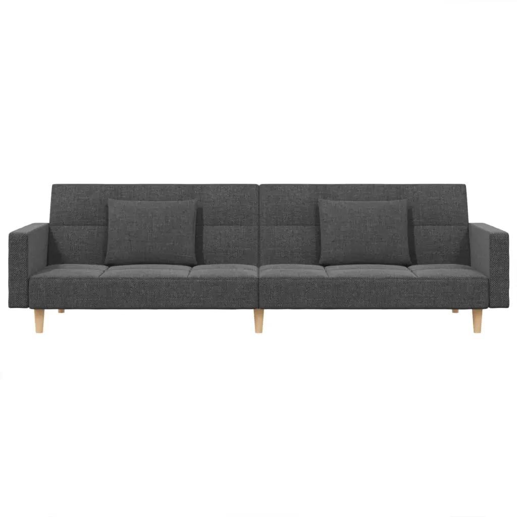 2-Seater Sofa Bed with Two Pillows Light Grey Fabric Price