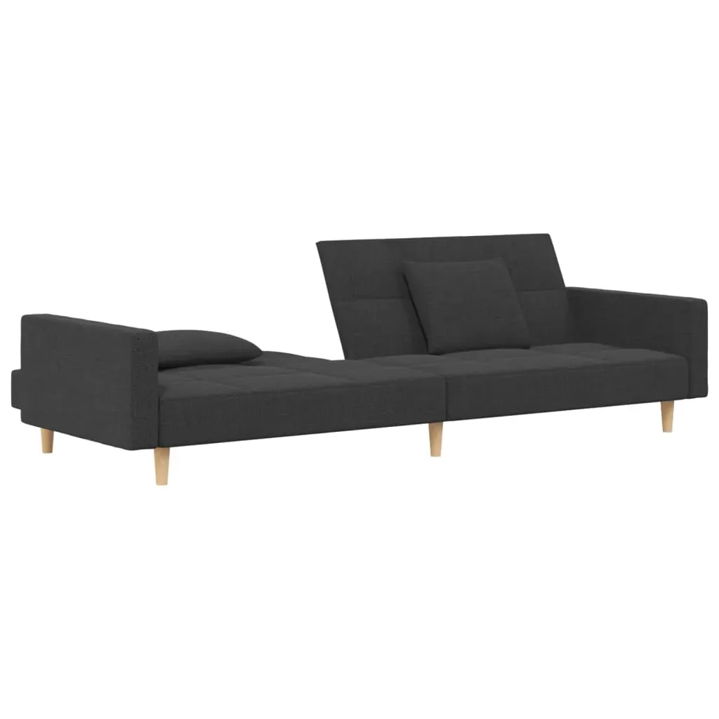 2-Seater Sofa Bed with Two Pillows Dark Grey Fabric Price