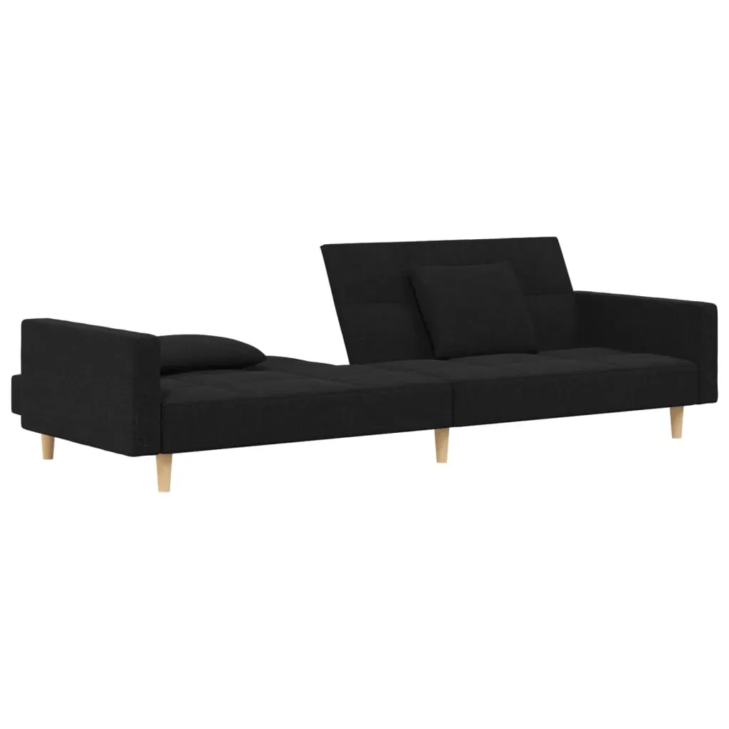 2-Seater Sofa Bed with Two Pillows Black Fabric Price