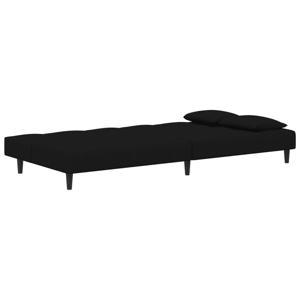 2-Seater Sofa Bed with Two Pillows Black Velvet Price