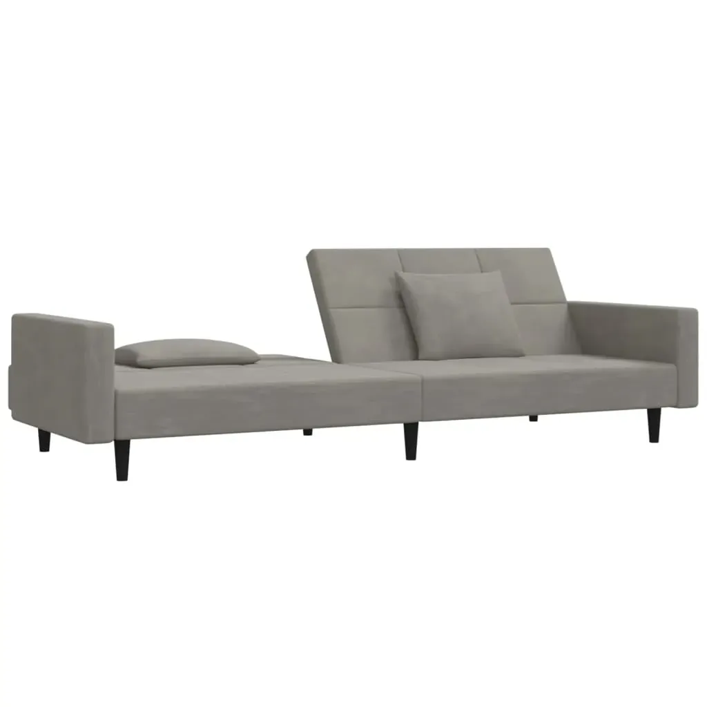 2-Seater Sofa Bed with Two Pillows Light Grey Velvet Price