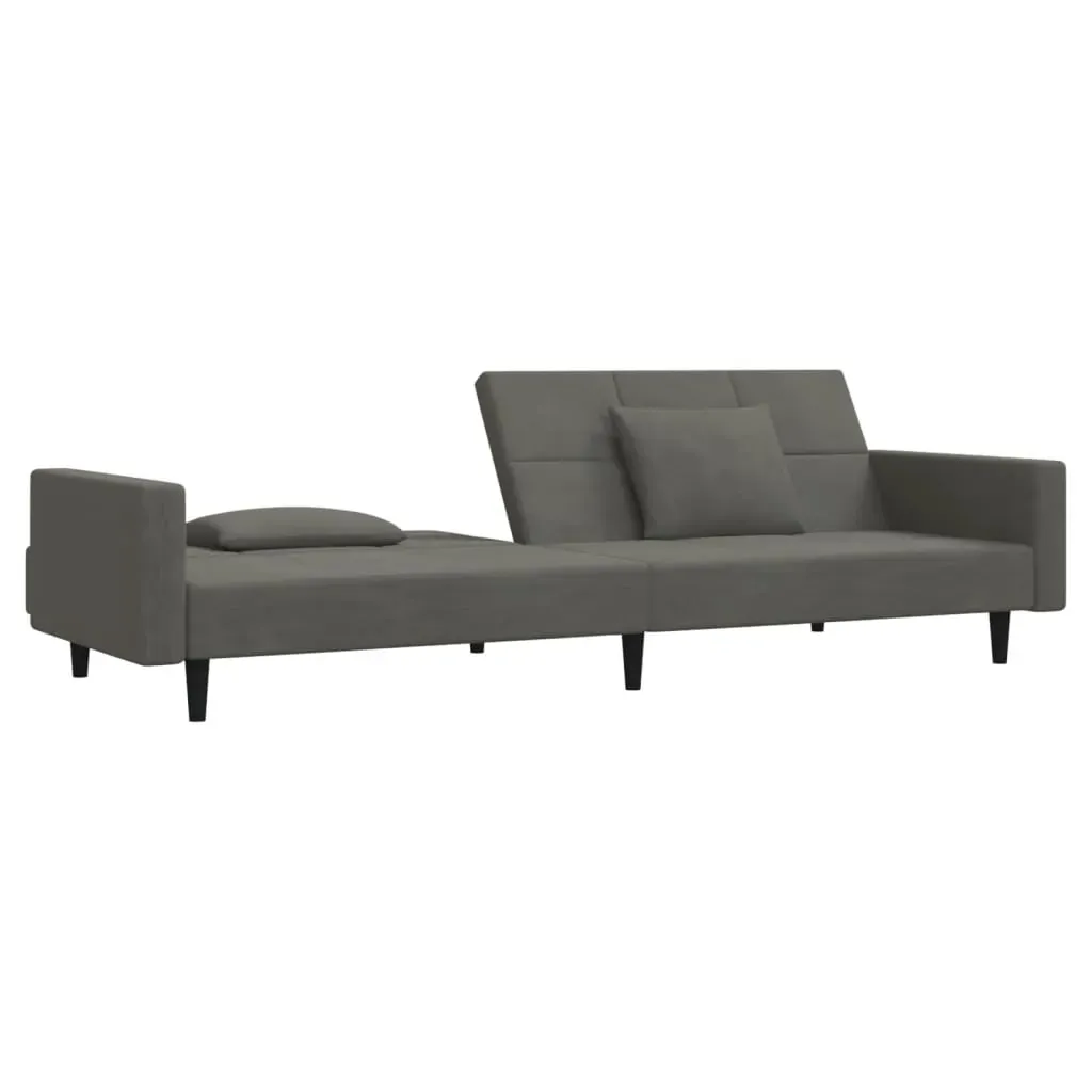 2-Seater Sofa Bed with Two Pillows Dark Grey Velvet Price