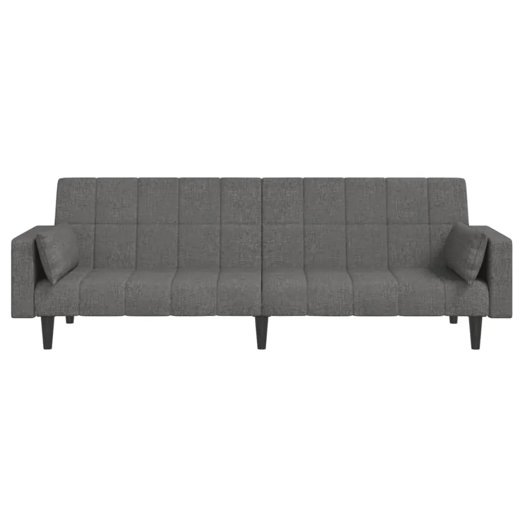 2-Seater Sofa Bed with Two Pillows Light Grey Fabric Price