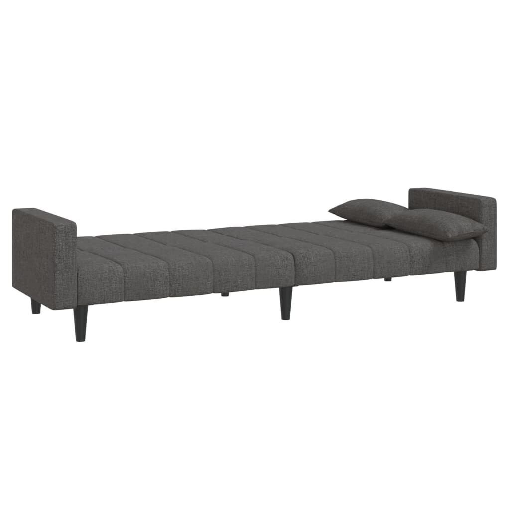 2-Seater Sofa Bed with Two Pillows Dark Grey Fabric Price