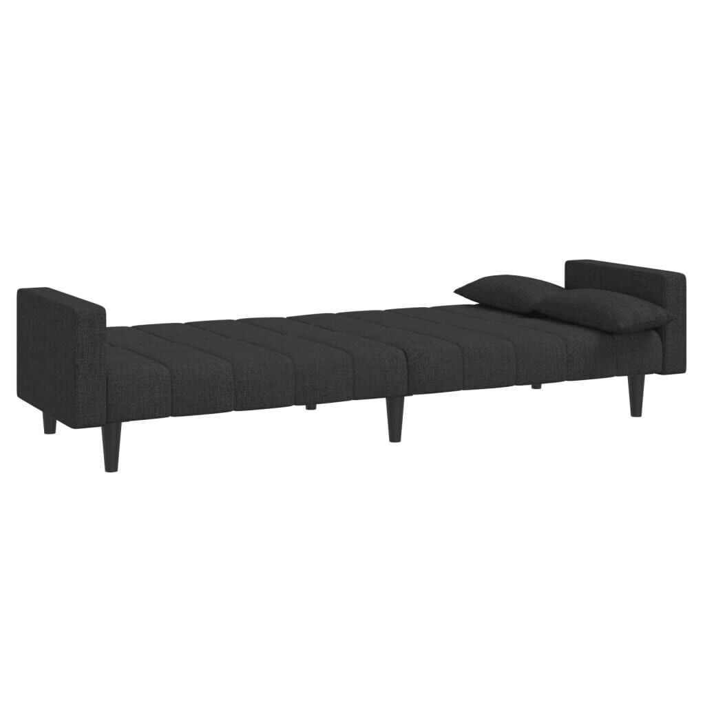 2-Seater Sofa Bed with Two Pillows Black Fabric Price