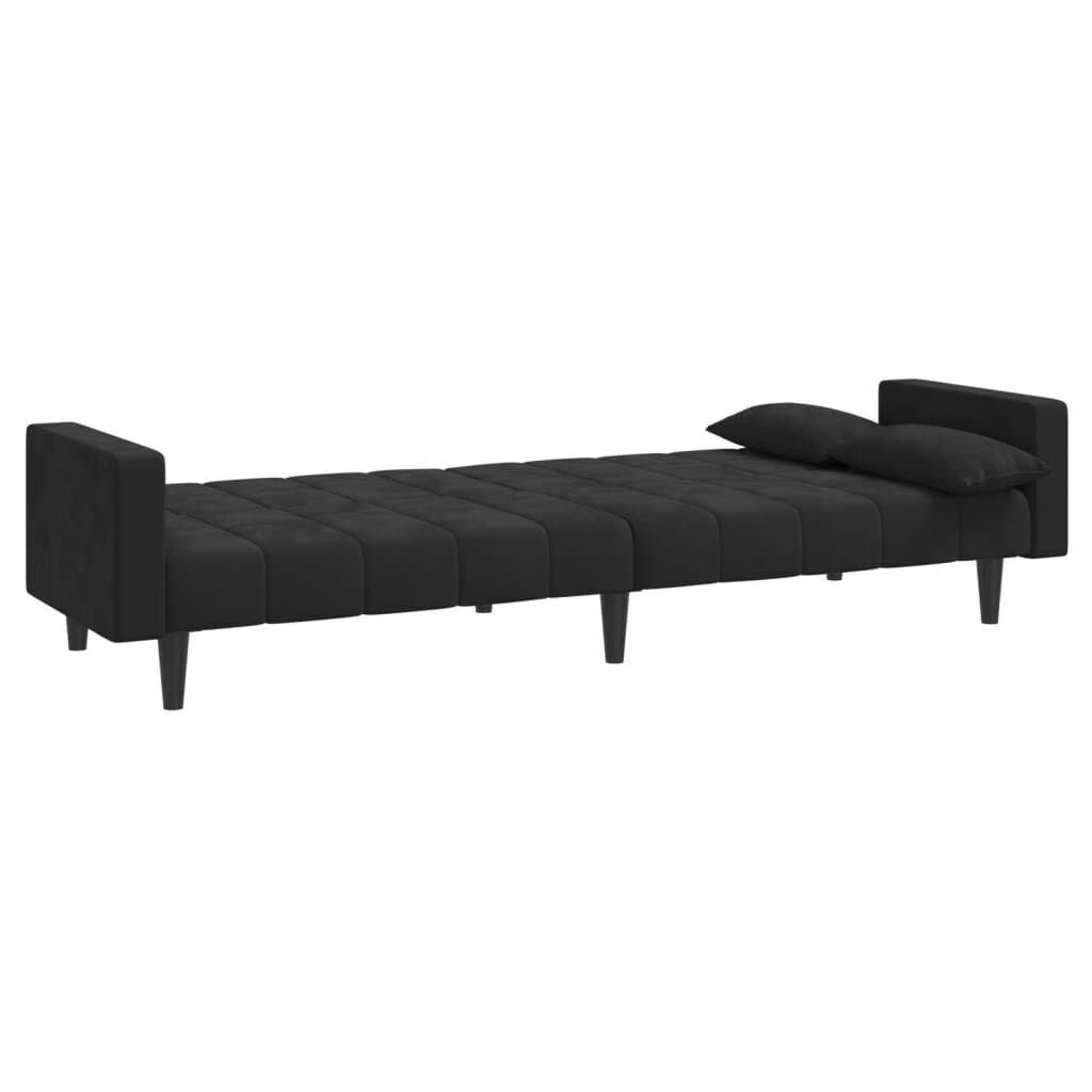 2-Seater Sofa Bed with Two Pillows Black Velvet Price