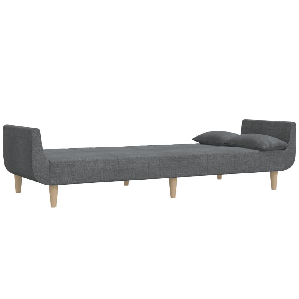 2-Seater Sofa Bed with Two Pillows Light Grey Fabric Price