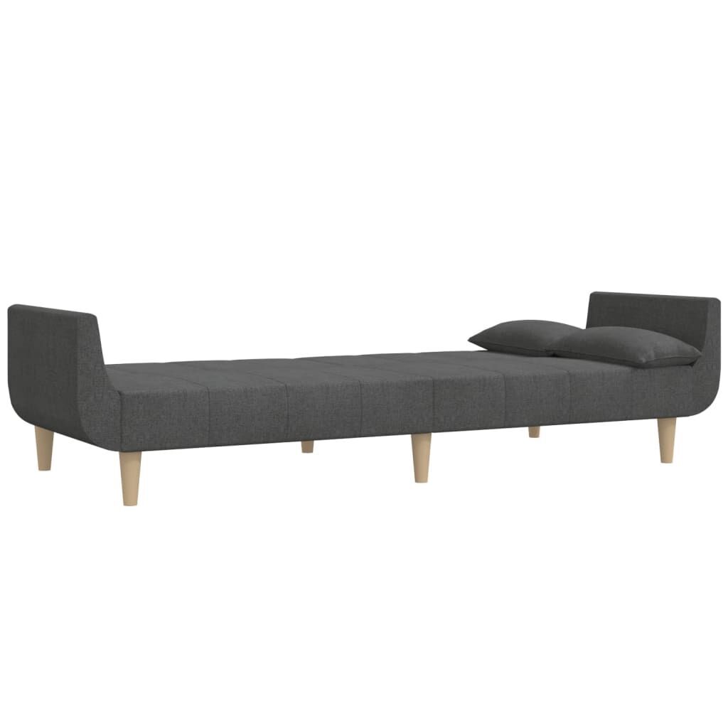 2-Seater Sofa Bed with Two Pillows Dark Grey Fabric Price