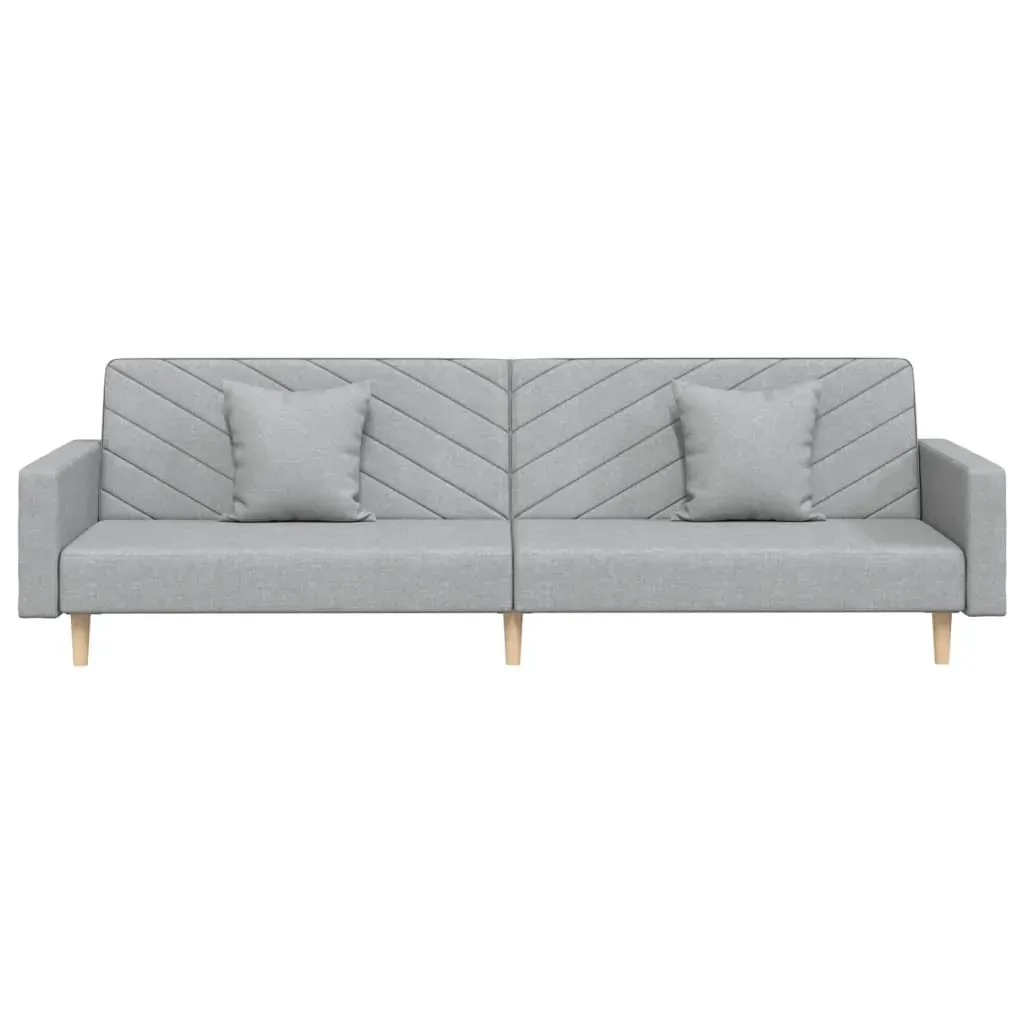 2-Seater Sofa Bed with Two Pillows Light Grey Fabric Price