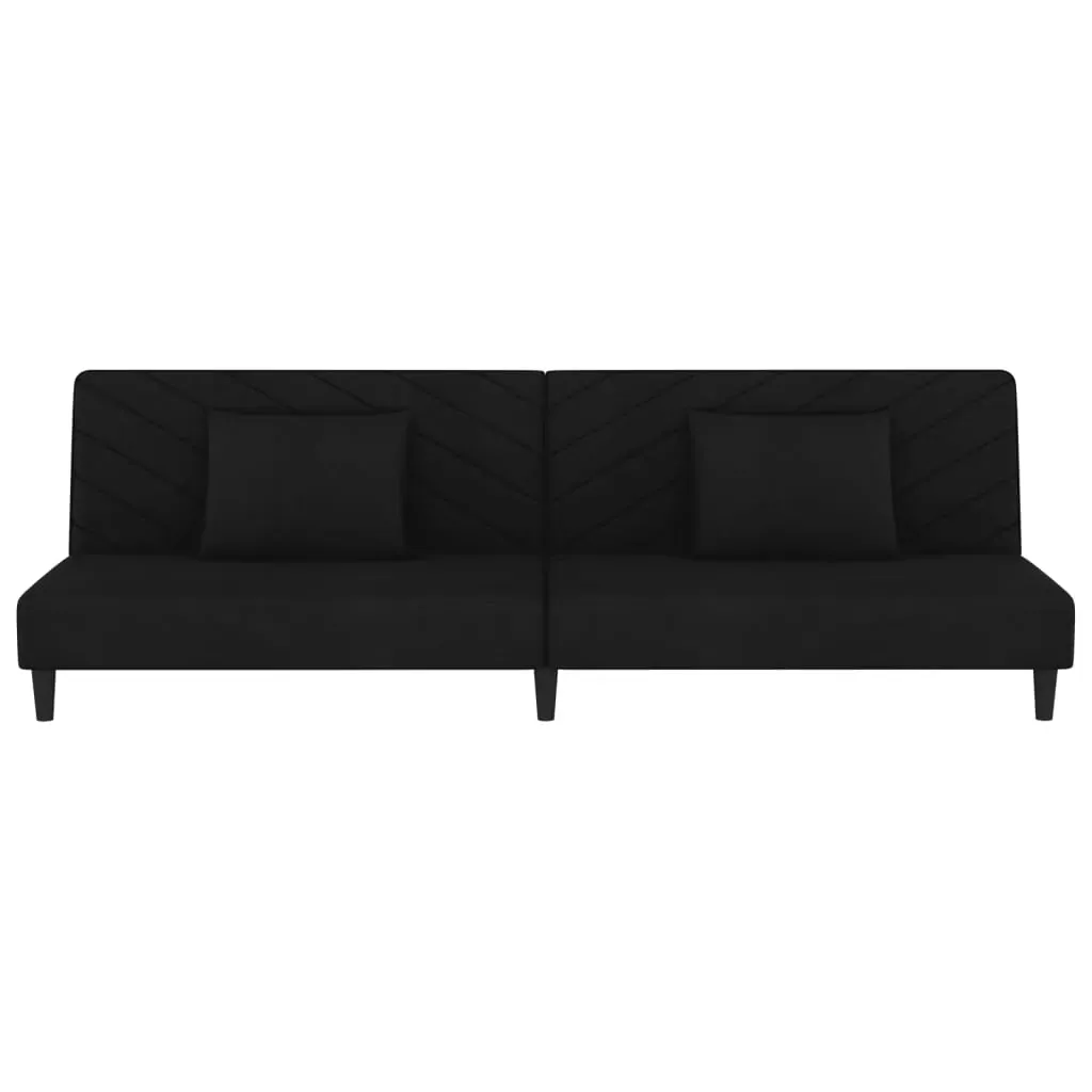 2-Seater Sofa Bed with Two Pillows Black Velvet Price