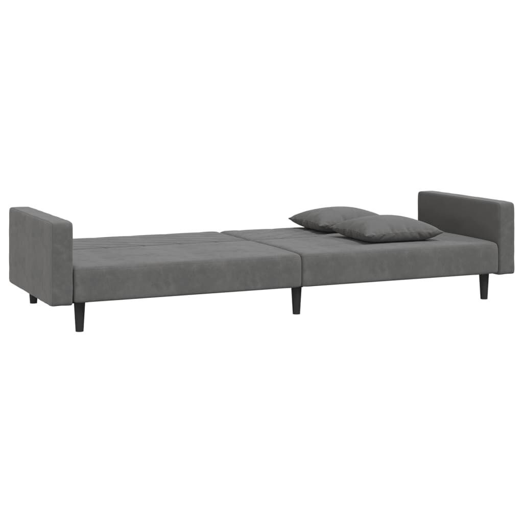 2-Seater Sofa Bed with Two Pillows Dark Grey Velvet Price