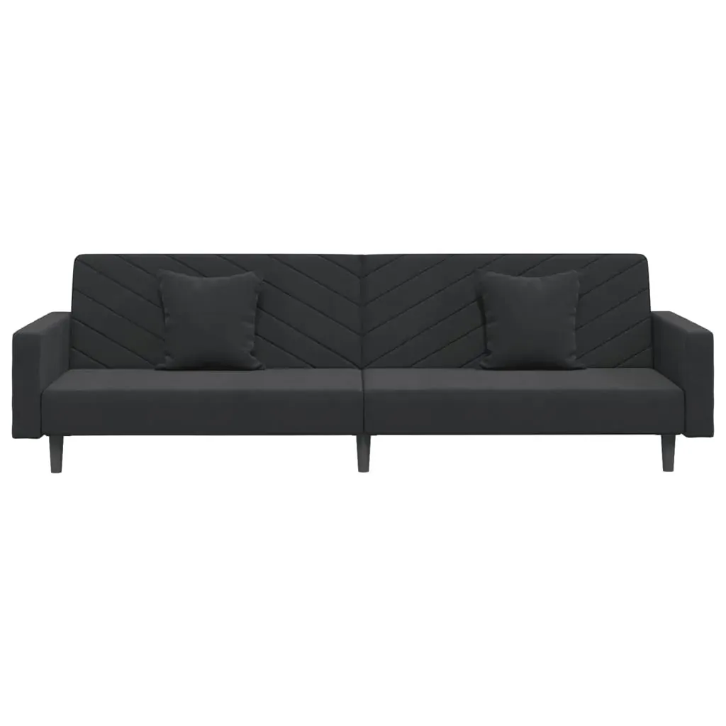 2-Seater Sofa Bed with Two Pillows Black Velvet Price