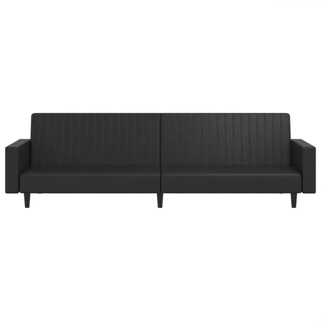 2-Seater Sofa Bed Black Faux Leather Price