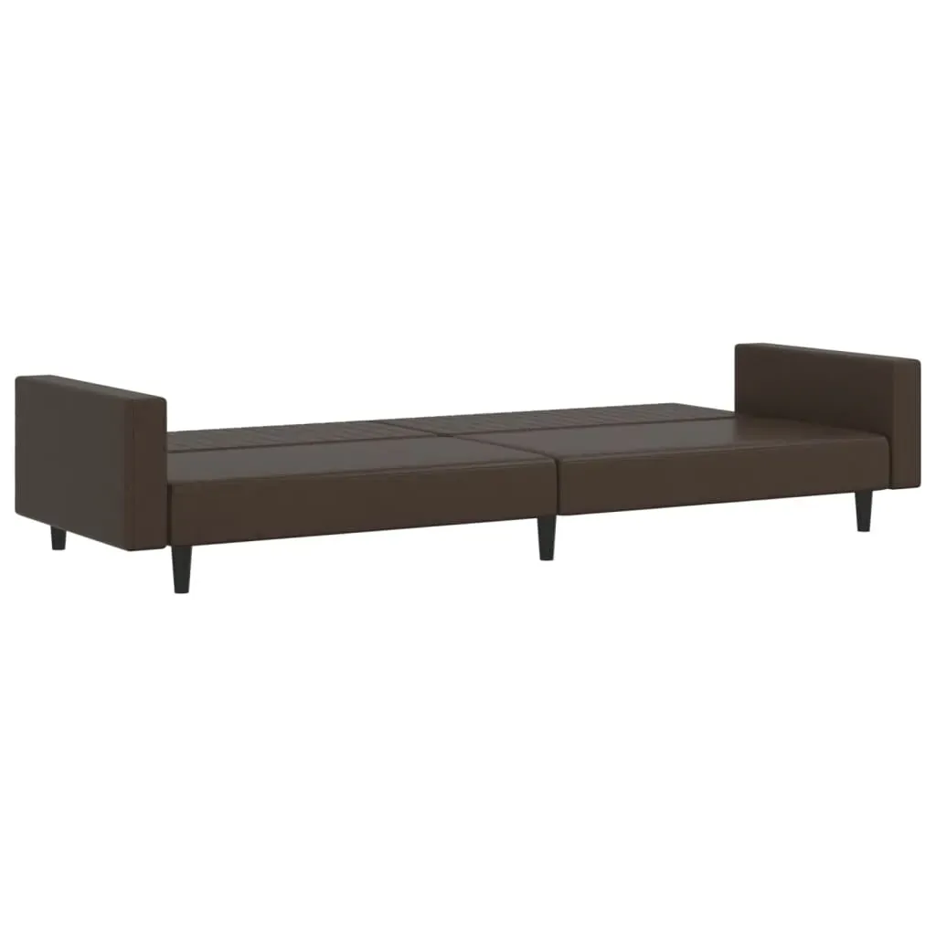 2-Seater Sofa Bed Brown Faux Leather Price