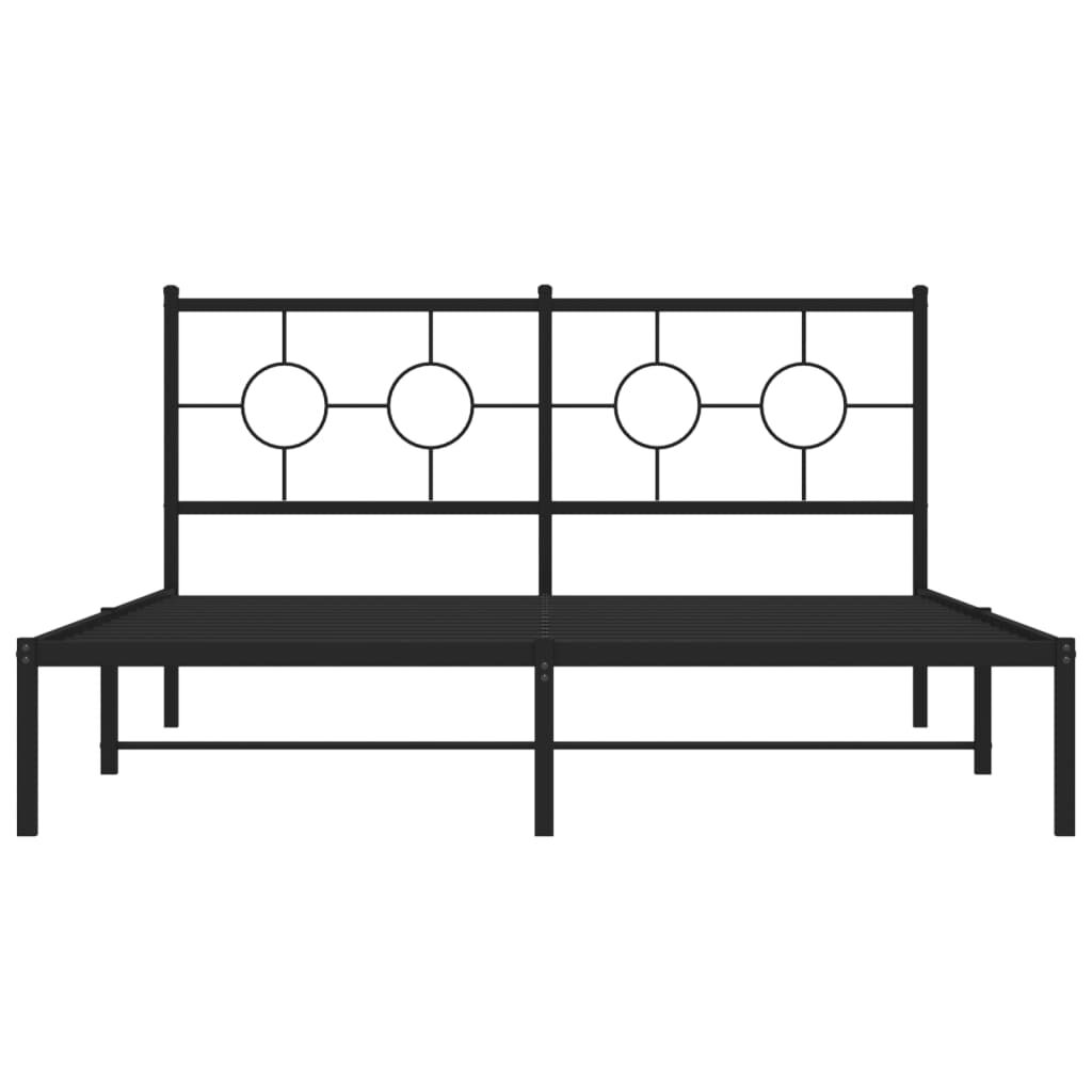 Metal Bed Frame without Mattress with Headboard Black 150x200 cm Price