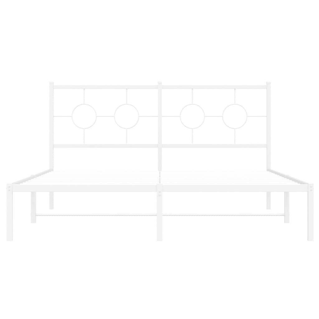 Metal Bed Frame without Mattress with Headboard White 150x200 cm Price