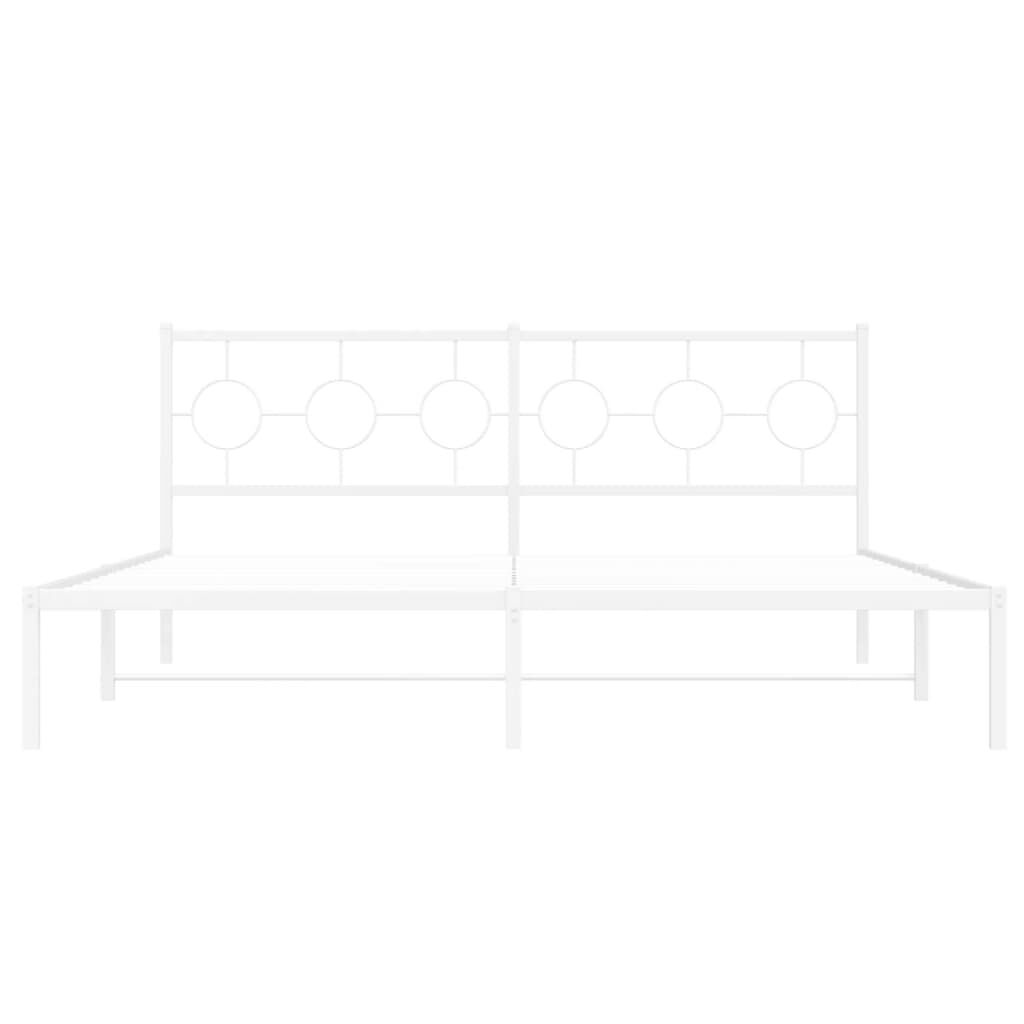 Metal Bed Frame without Mattress with Headboard White 183x203 cm King Price