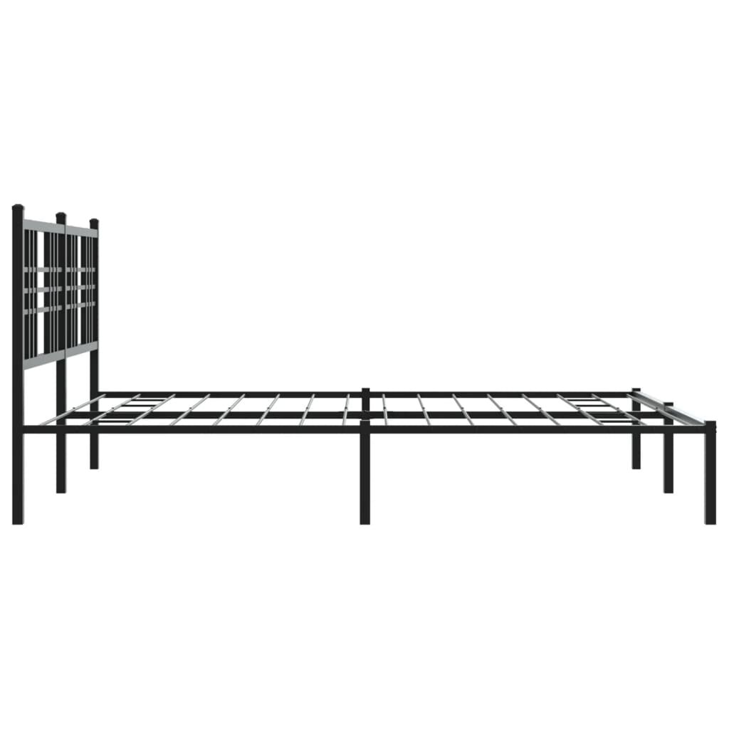 Metal Bed Frame without Mattress with Headboard Black 150x200 cm Price