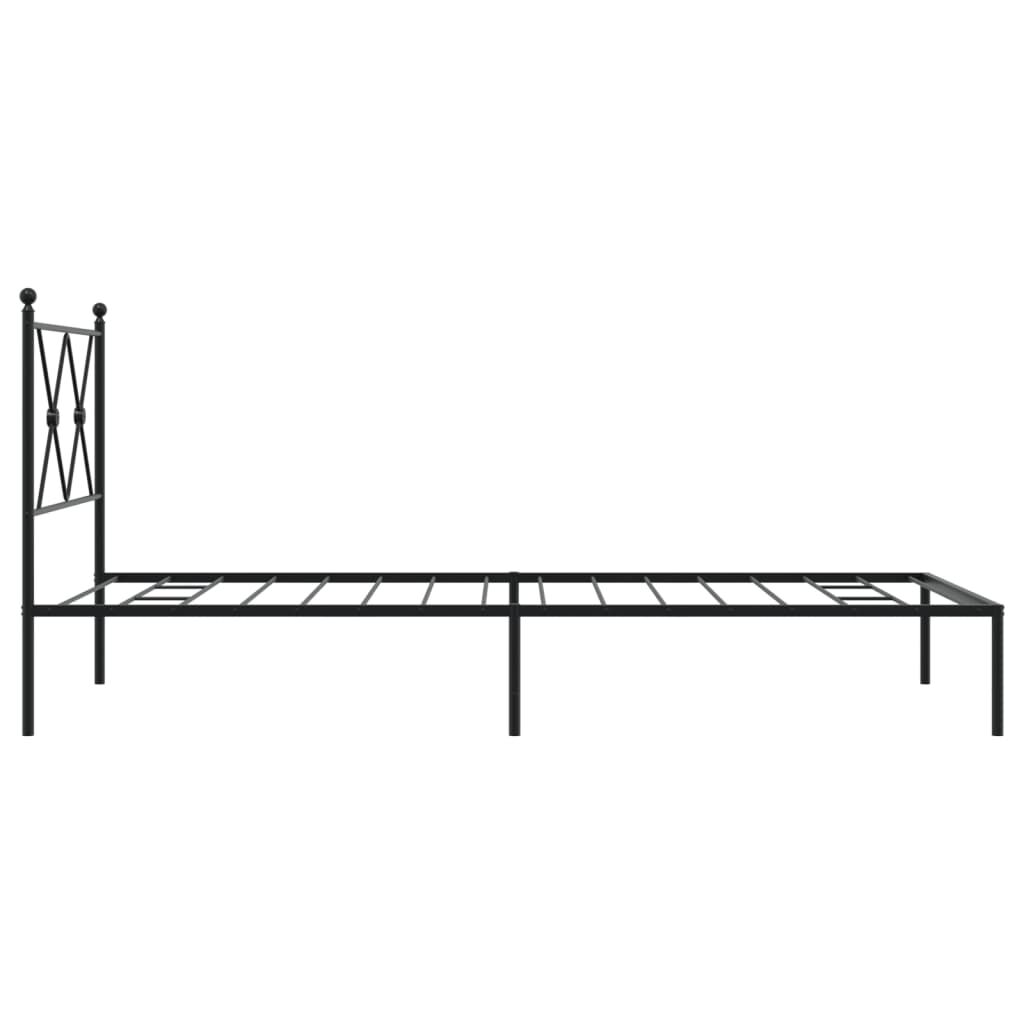 Metal Bed Frame without Mattress with Headboard Black 90x190 cm Price