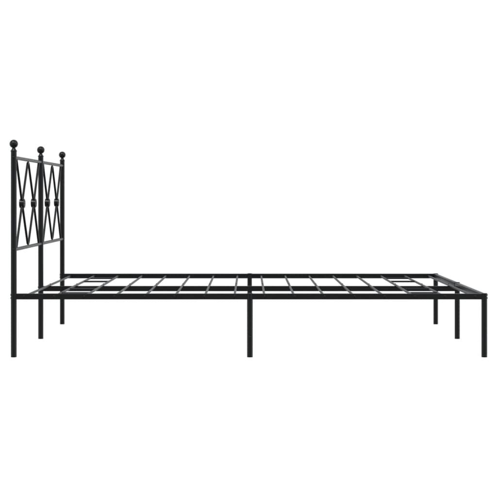 Metal Bed Frame without Mattress with Headboard Black 135x190 cm Price