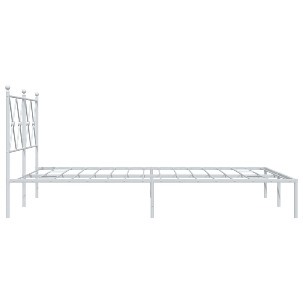 Metal Bed Frame without Mattress with Headboard White 135x190 cm Price