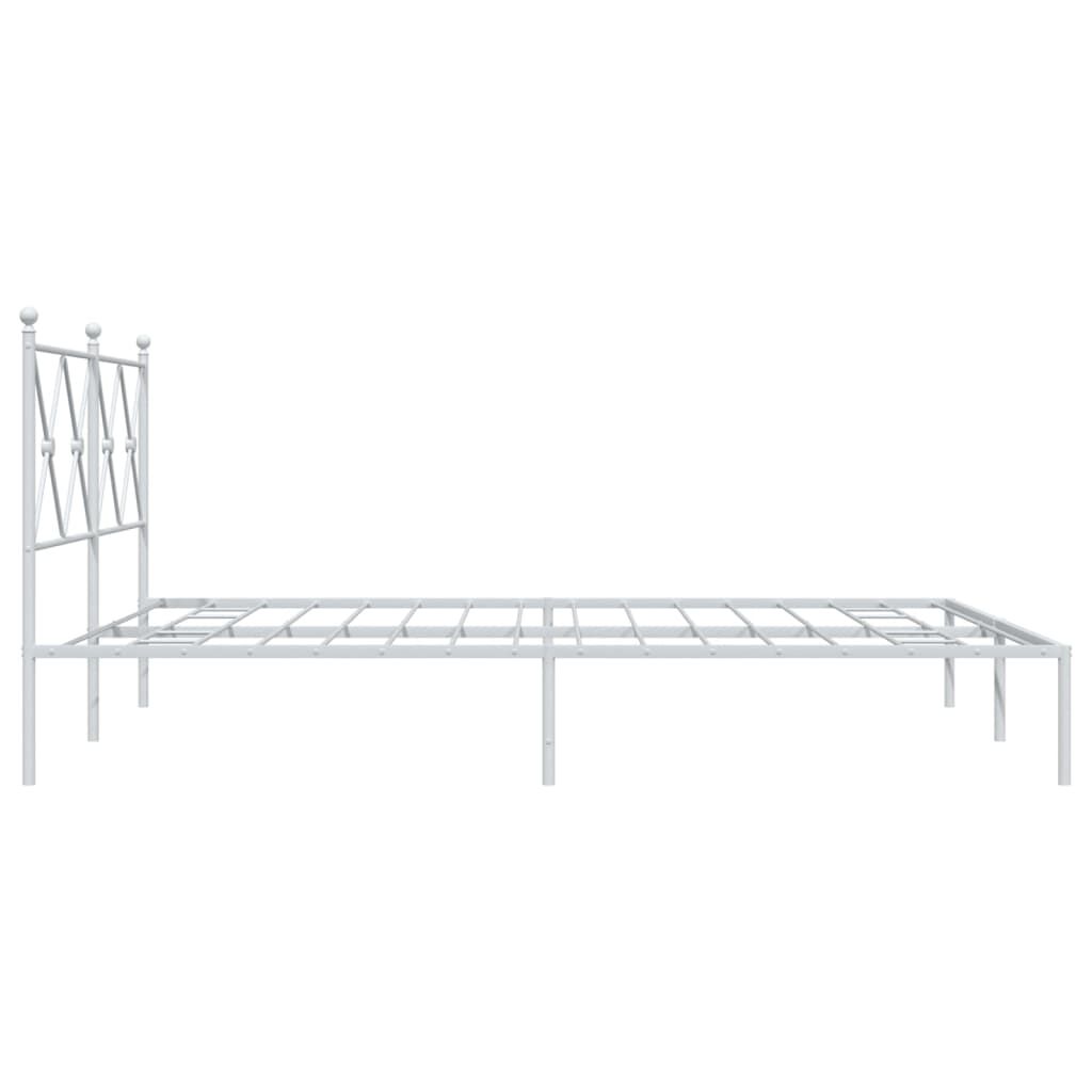 Metal Bed Frame without Mattress with Headboard White 150x200 cm Price