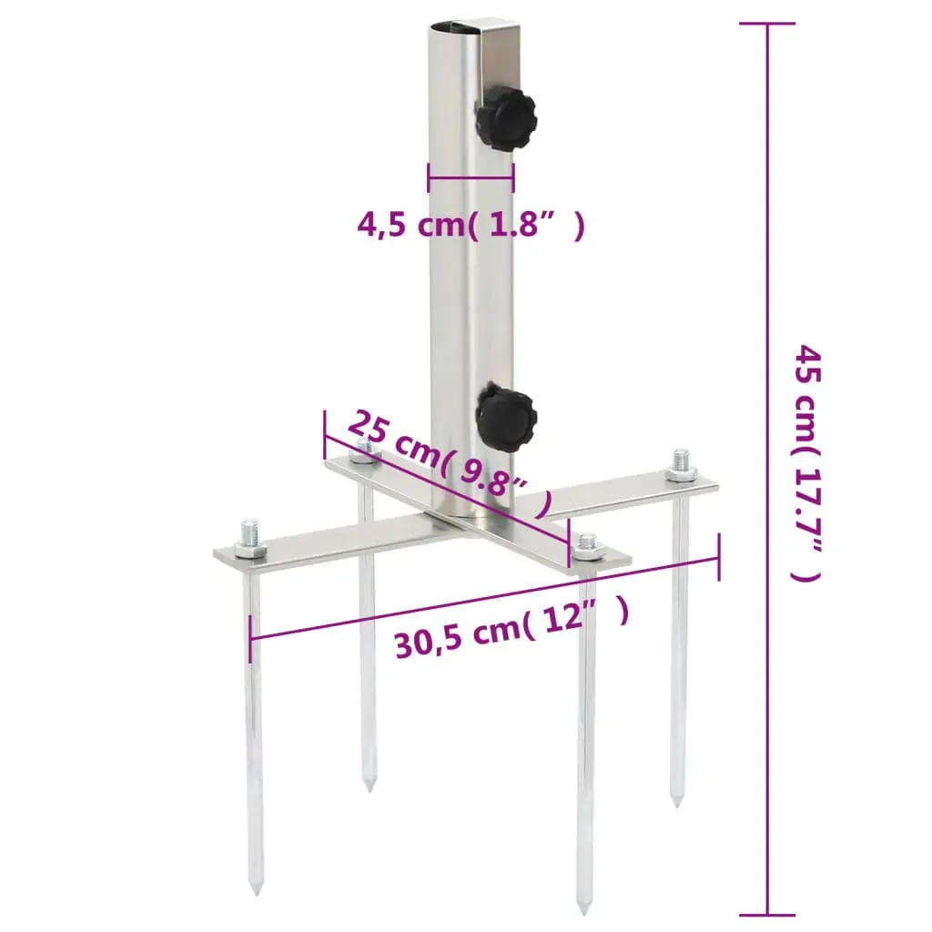 Parasol Base with Ground Spikes for Ø32-38 mm Silver Steel Price