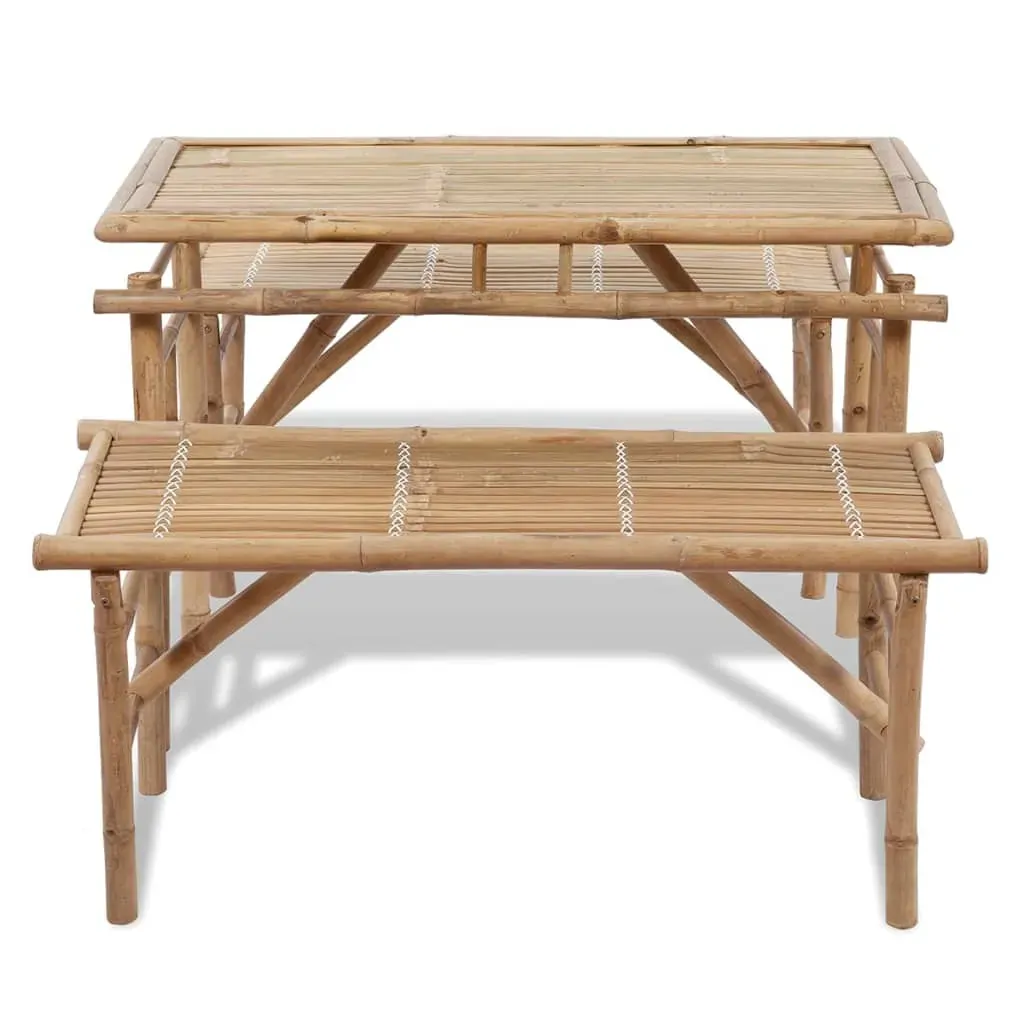 Beer Table with 2 Benches 100 cm Bamboo Price