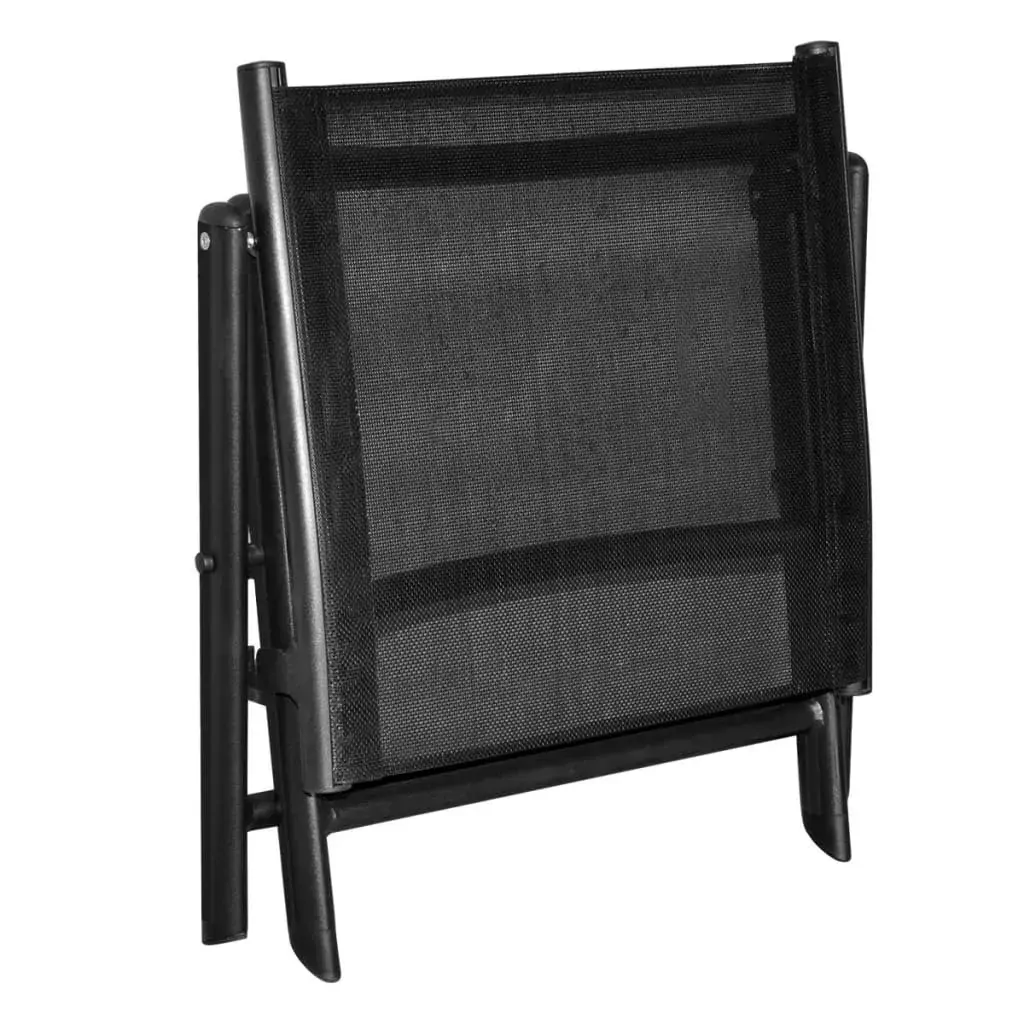 Folding Footstool Black Aluminium and Textilene Price