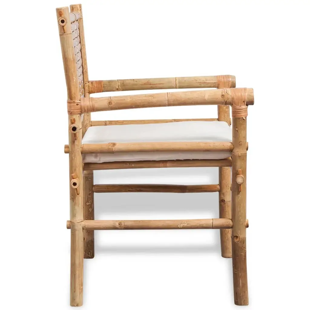3 Piece Bistro Set with Cushions Bamboo Price