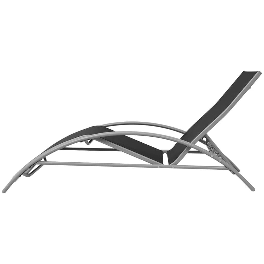 Sun Loungers with Umbrella Aluminium Black Price