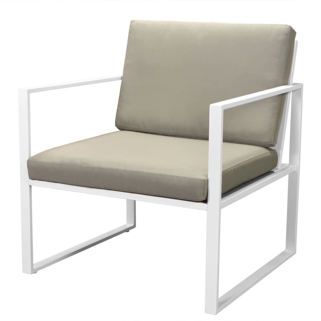 4 Piece Garden Lounge Set with Cushions Steel White Price