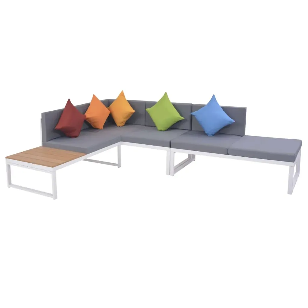 4 Piece Garden Lounge Set with Cushions Aluminium and WPC Price