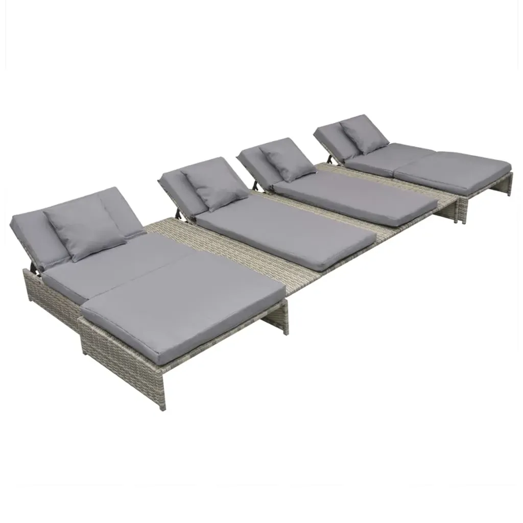 5 Piece Garden Lounge Set with Cushions Poly Rattan Grey Price