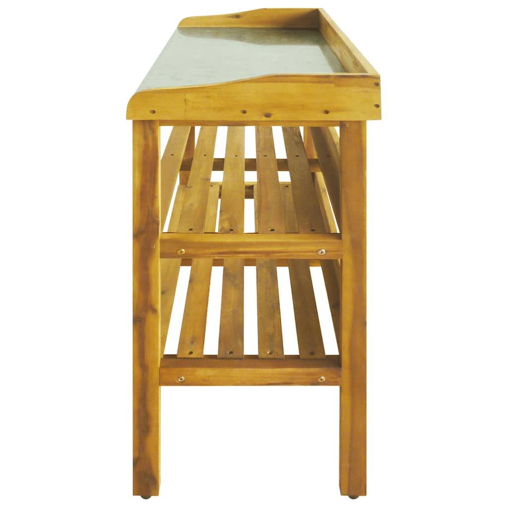 Potting Bench with 2 Shelves Solid Acacia Wood and Zinc Price