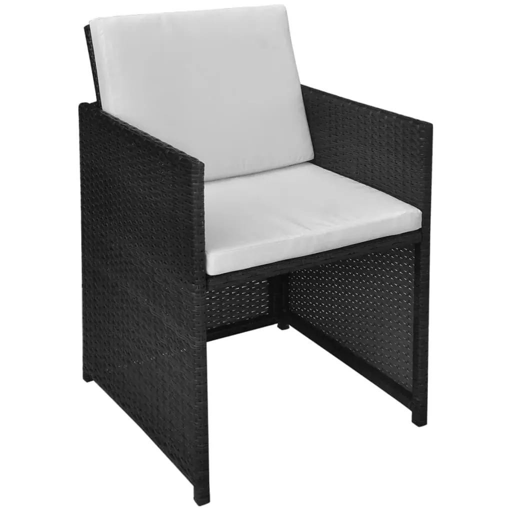 3 Piece Bistro Set Poly Rattan and Acacia Wood Black Price