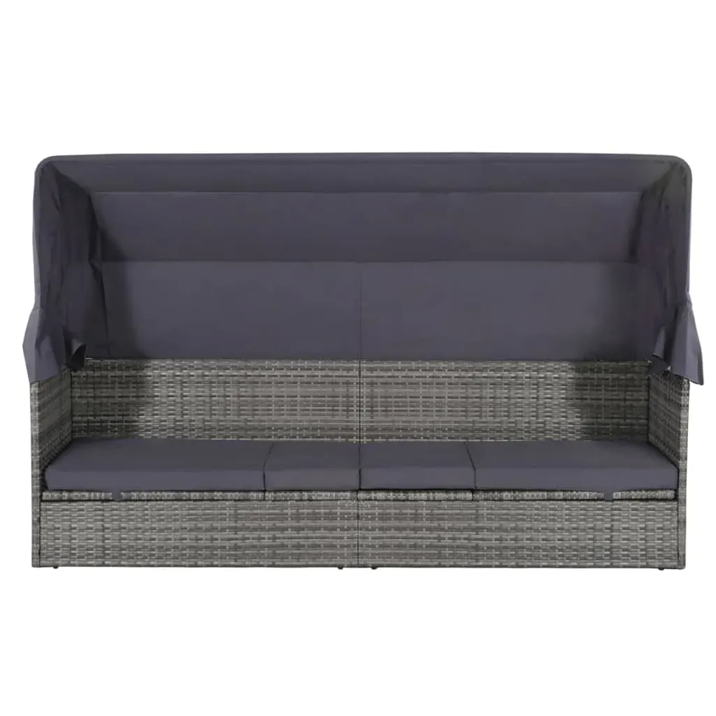 Garden Bed with Canopy Grey 205x62 cm Poly Rattan Price